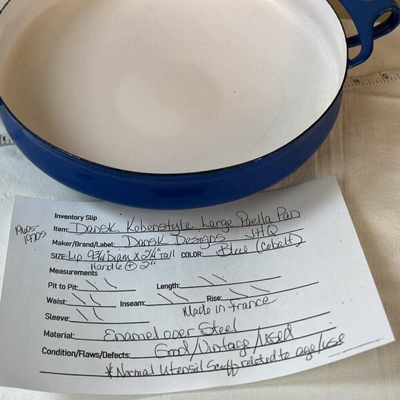 Vintage DANSK Kobenstyle Enamelware Paella Pan 10” France Blue Classic Enamel - Picture 2 of 8